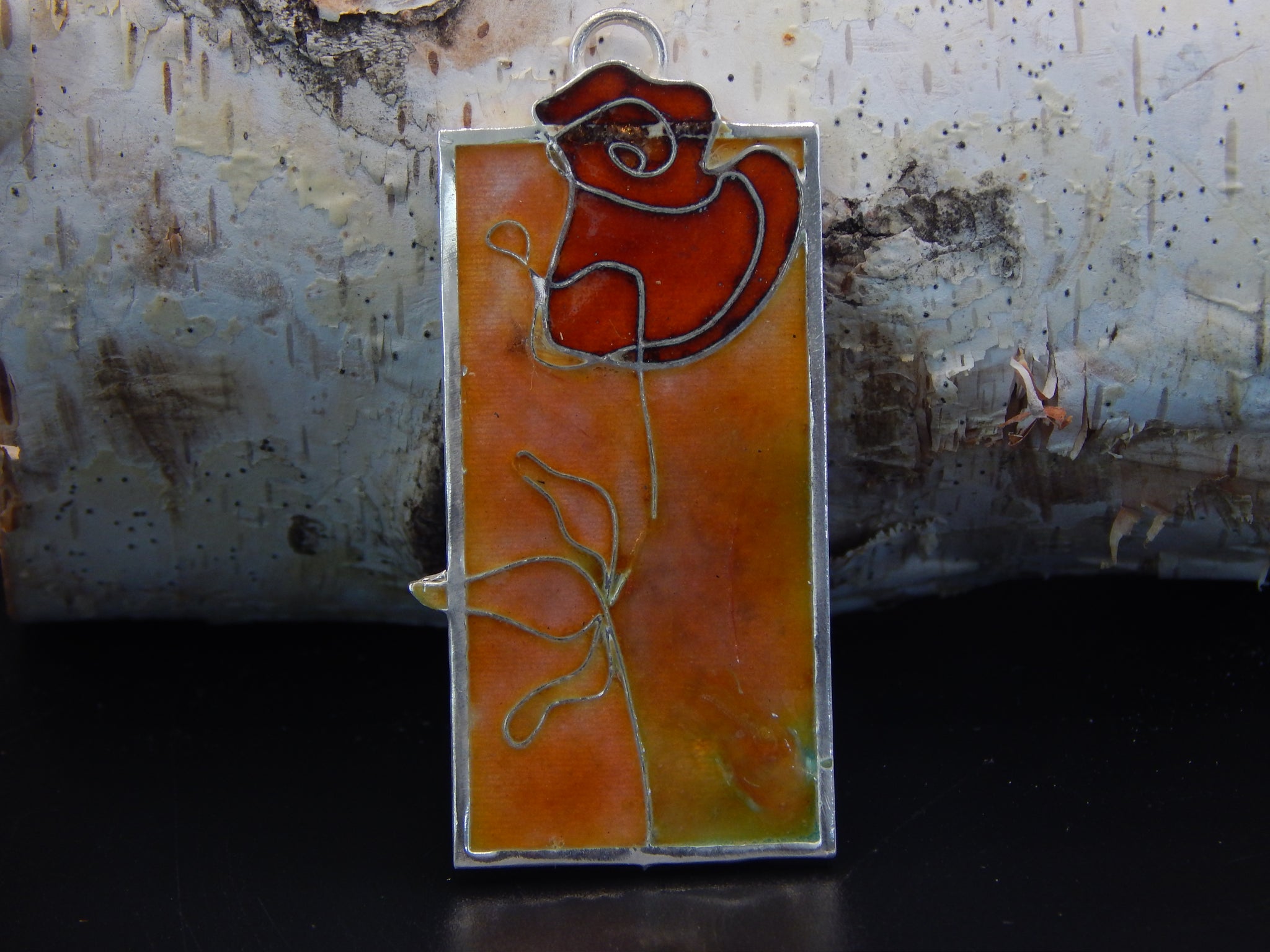 Abstract Rose pendant with enamel