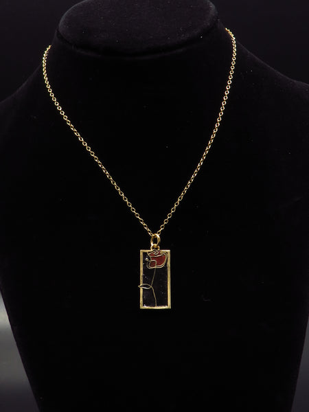 Rose line drawing pendant- Gold Vermeil