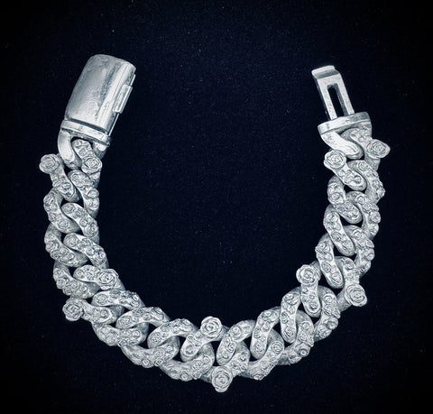 15mm Rose cuban link - Argentium silver