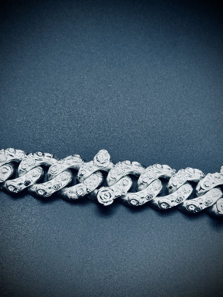 15mm Rose cuban link - Argentium silver